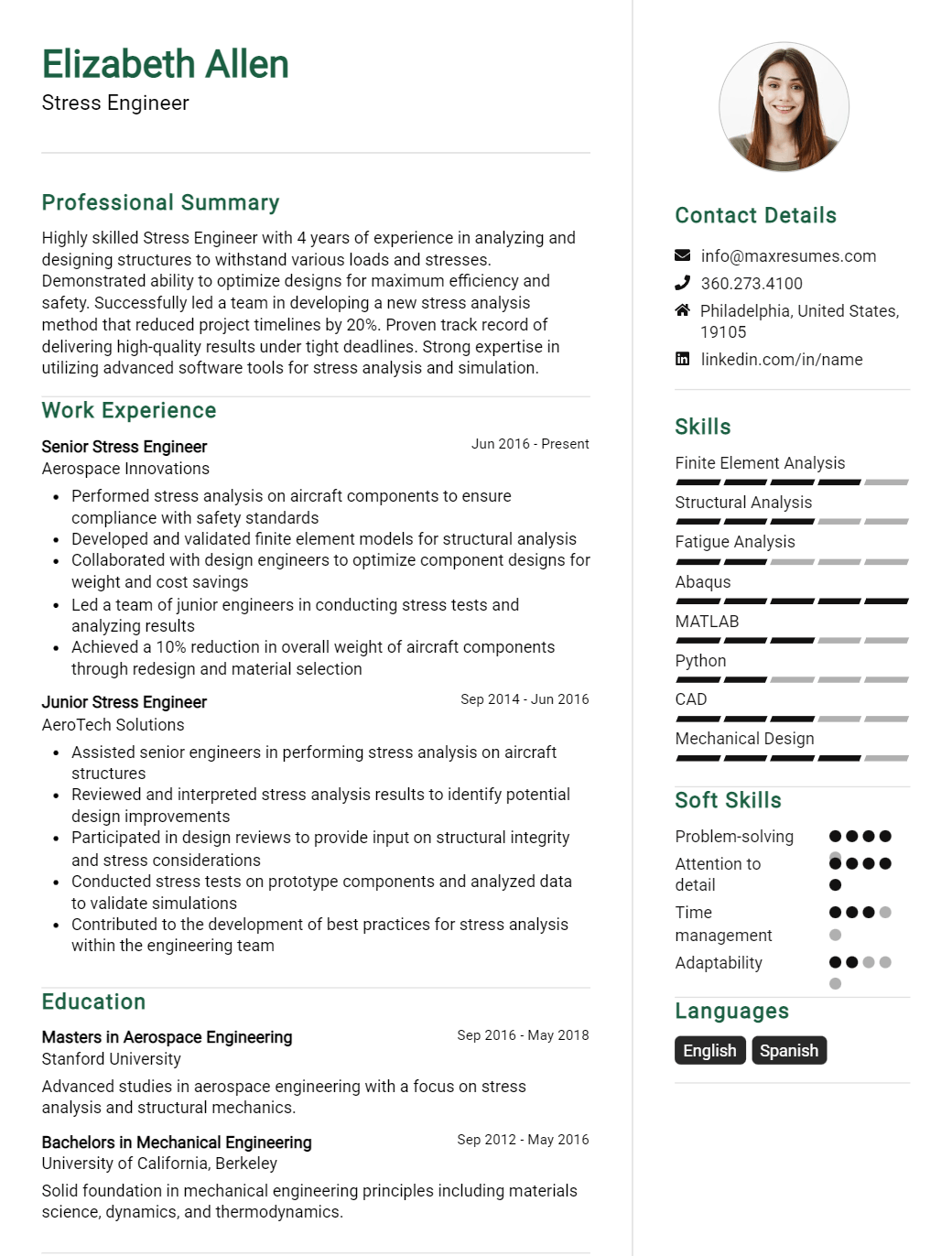 stress-engineer-resume-sample