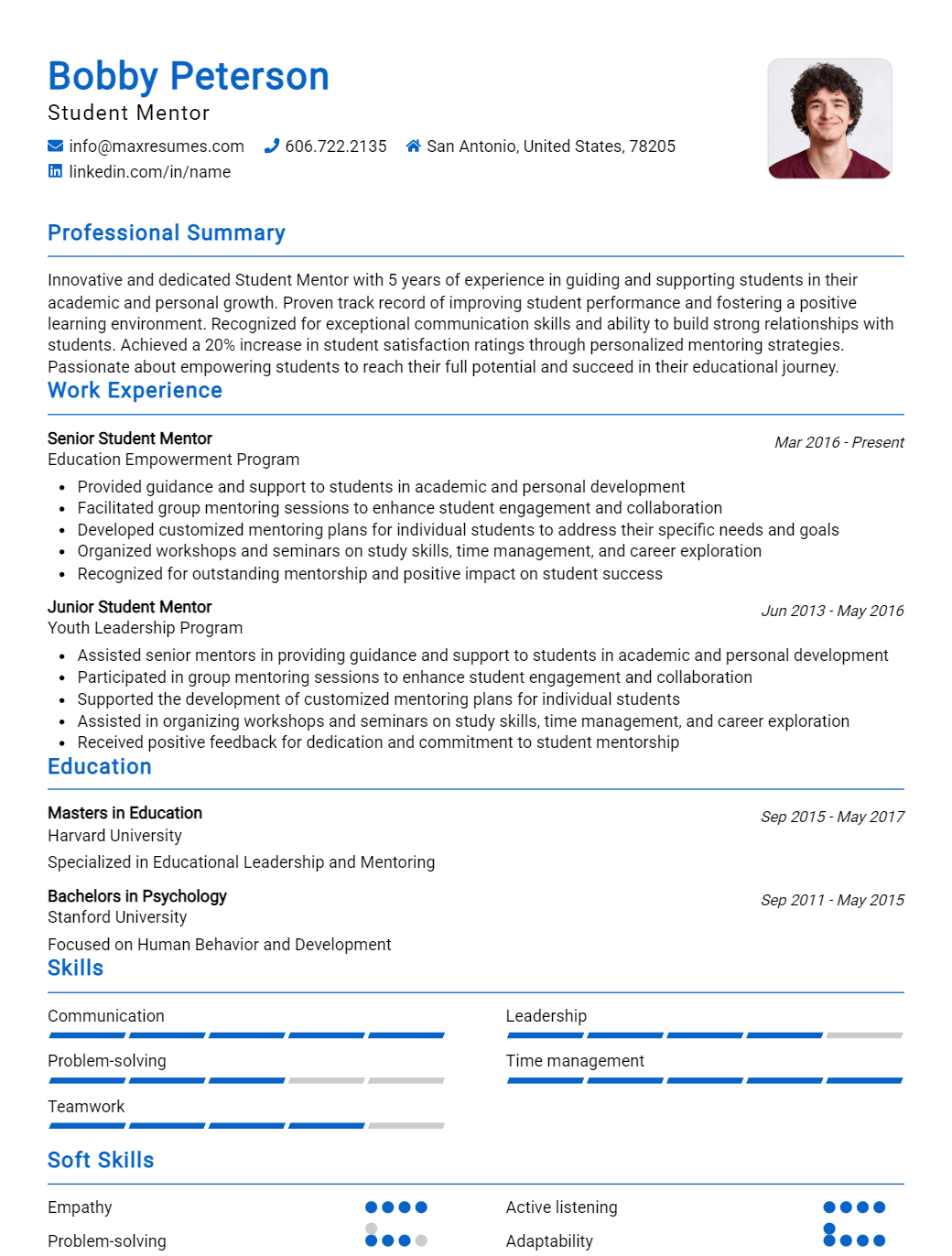 student-mentor-resume-sample