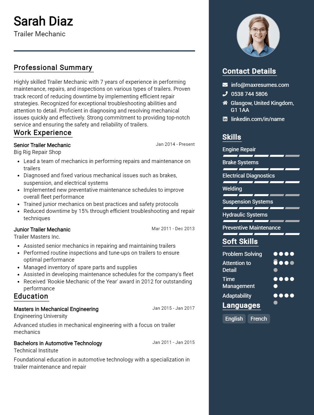 trailer-mechanic-resume-sample