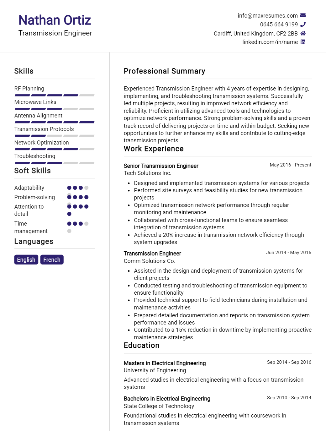 transmission-engineer-resume-sample