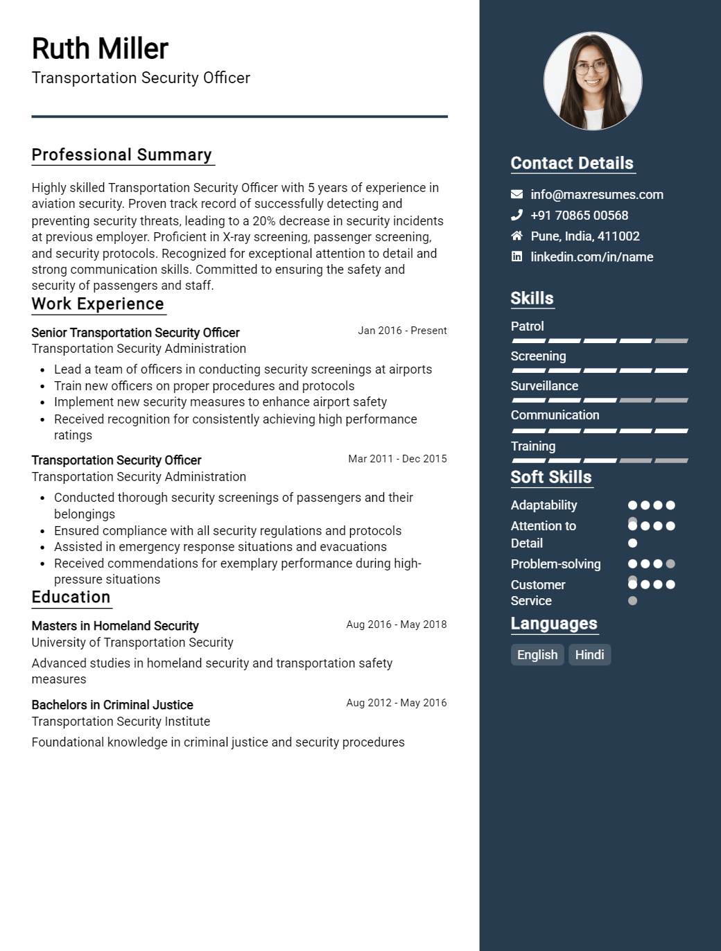 transportation-security-officer-resume-sample