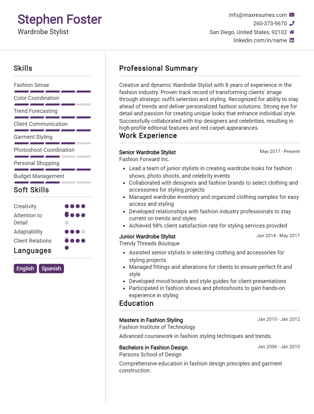 wardrobe-stylist-resume-sample