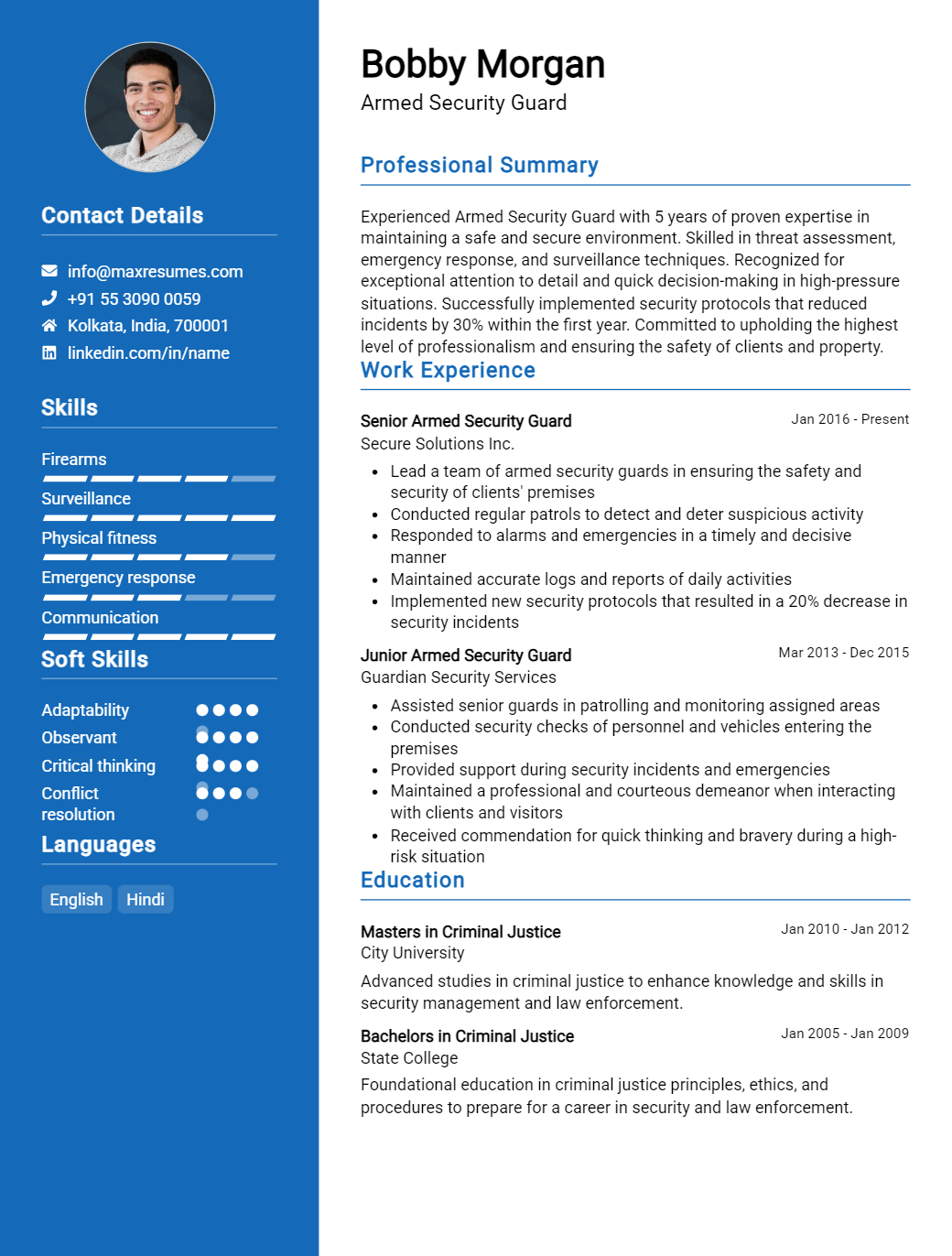 armed-security-guard-resume-sample