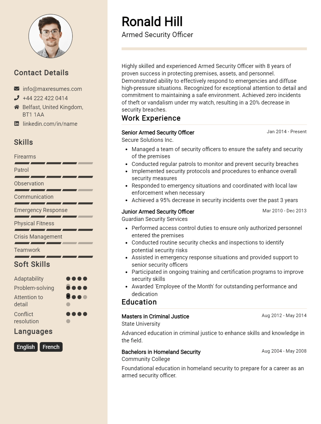 armed-security-officer-resume-sample