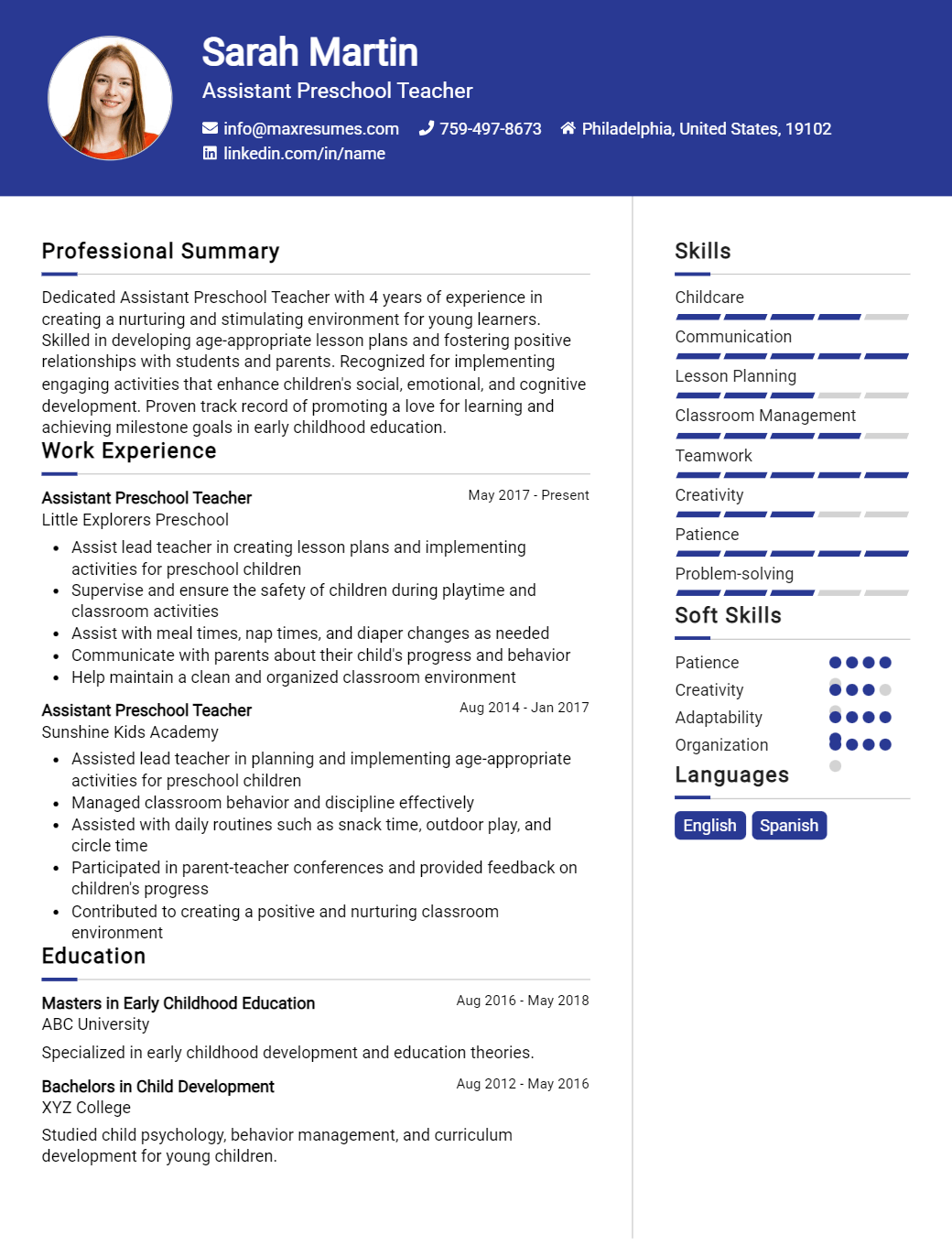 assistant-preschool-teacher-resume-sample