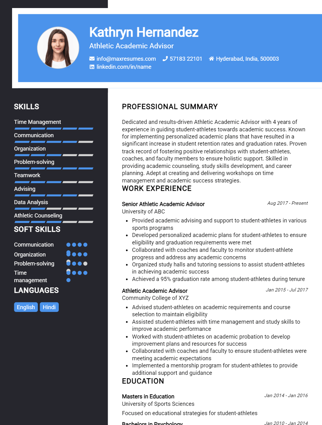 athletic-academic-advisor-resume-sample