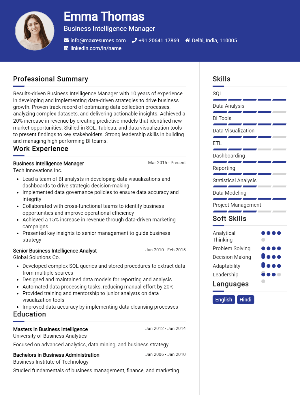 business-intelligence-manager-resume-sample