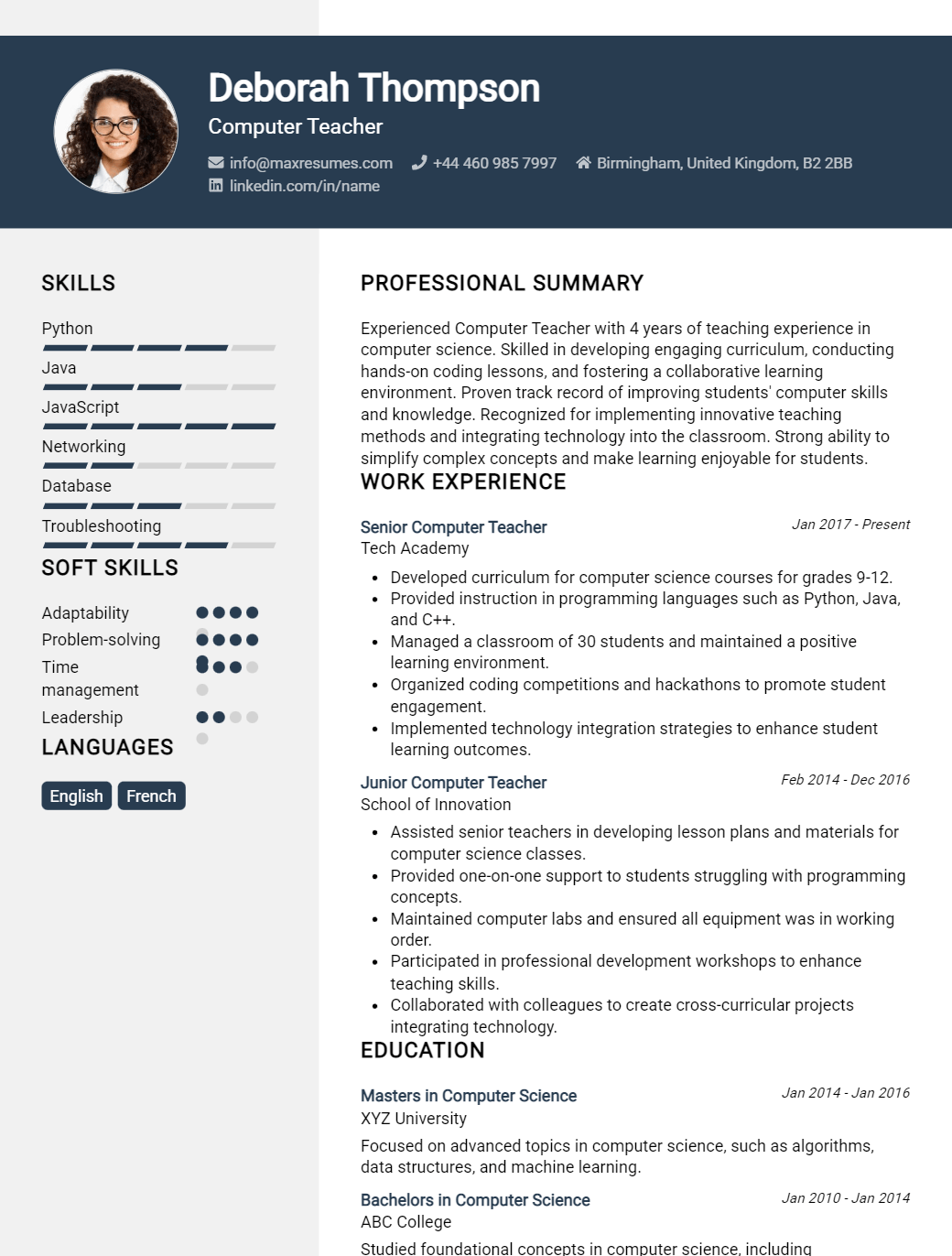 computer-teacher-resume-sample