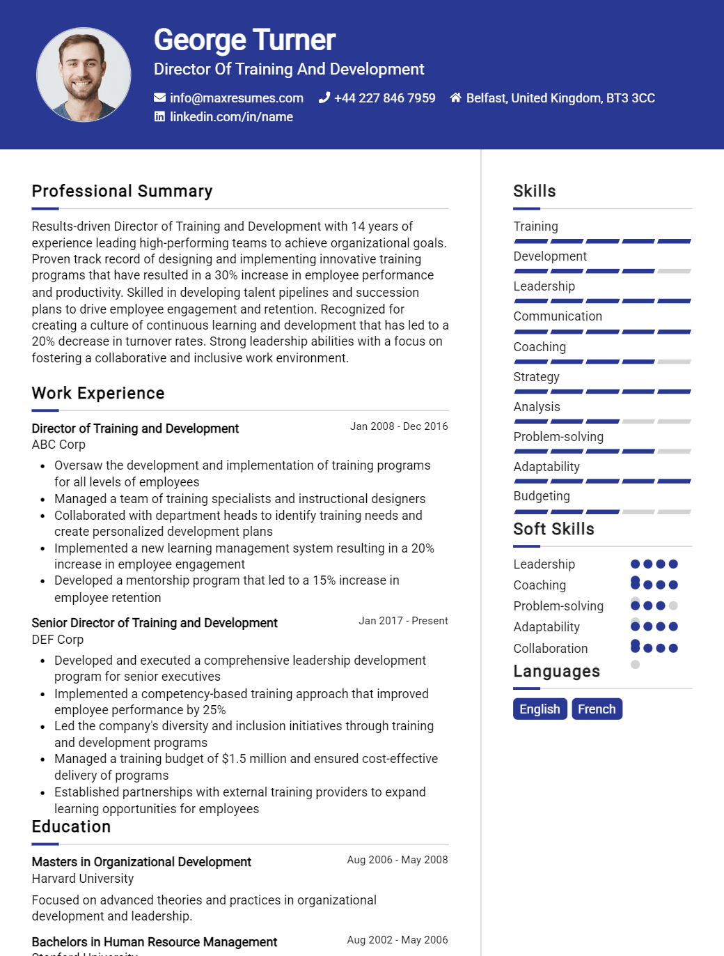 director-of-training-and-development-resume-sample