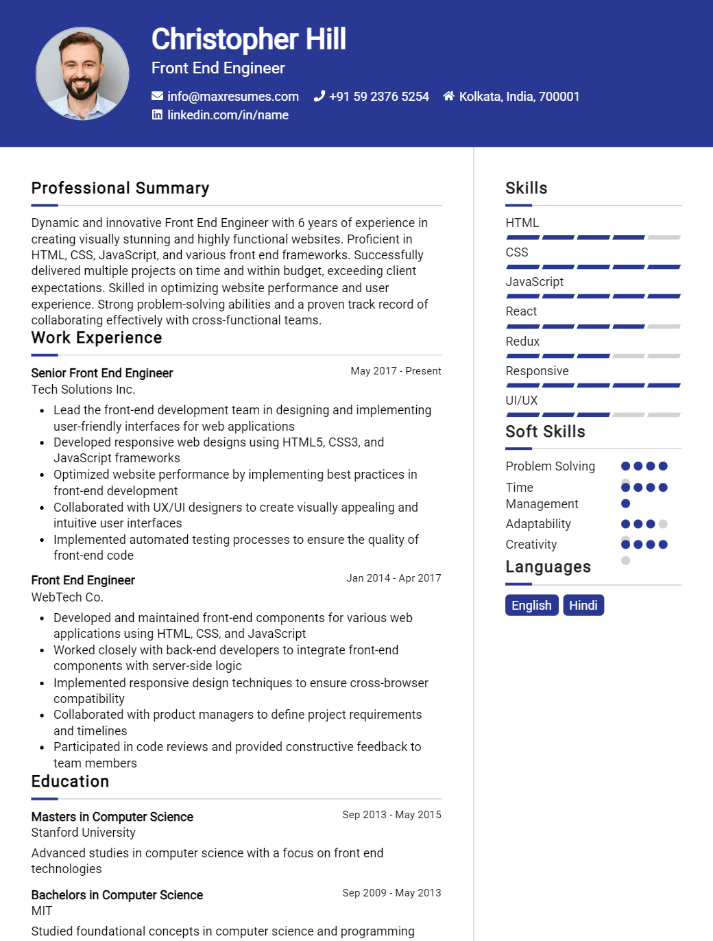 front-end-engineer-resume-sample