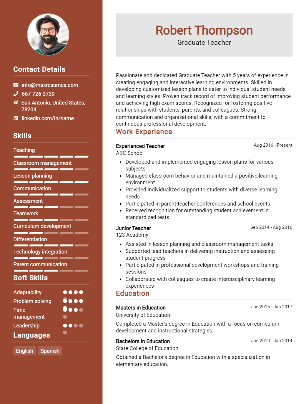 graduate-teacher-resume-sample