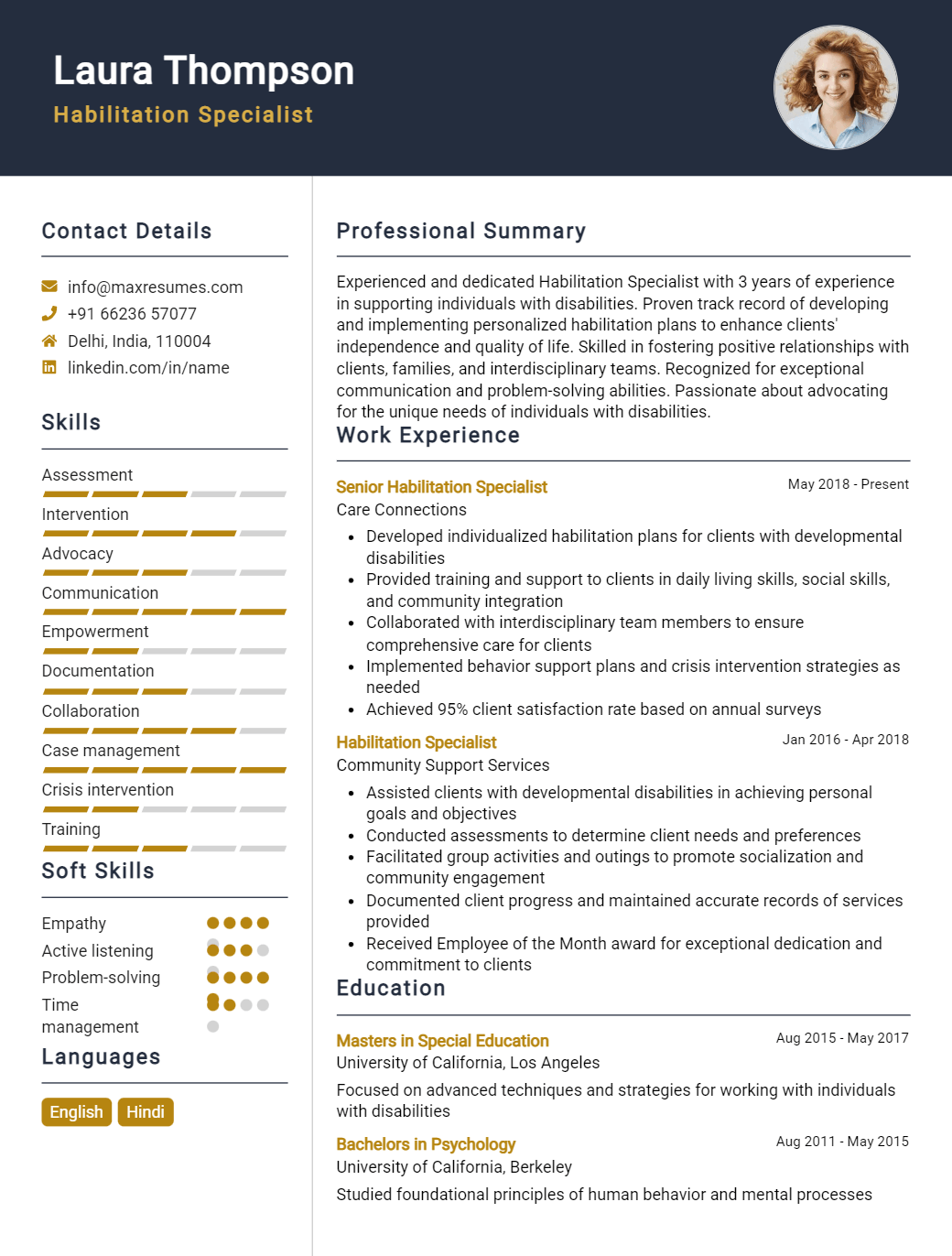 habilitation-specialist-resume-sample