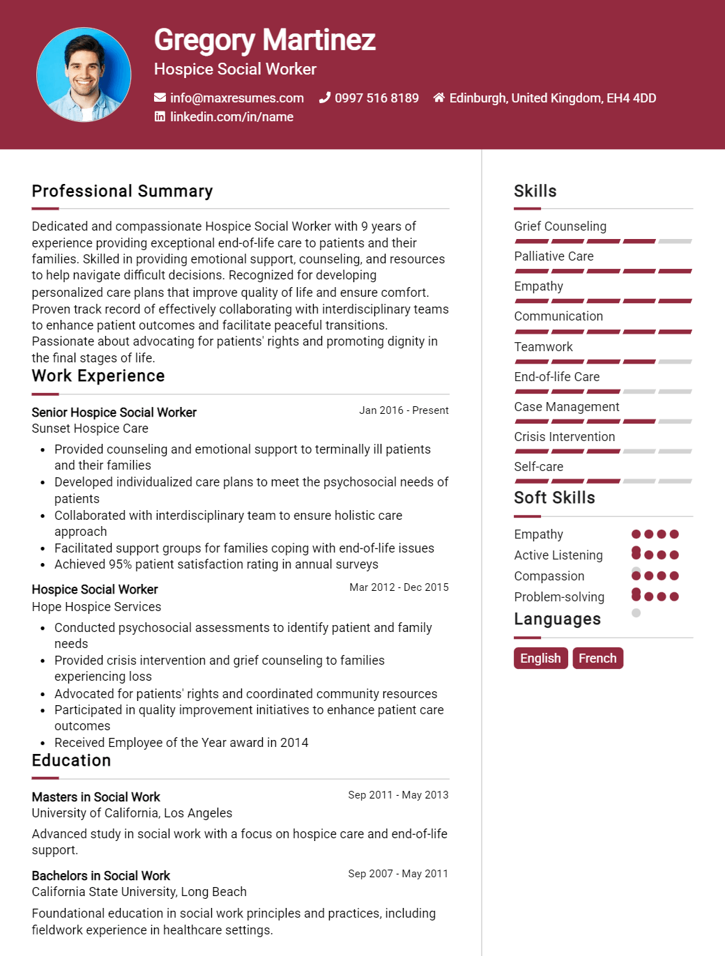 hospice-social-worker-resume-sample