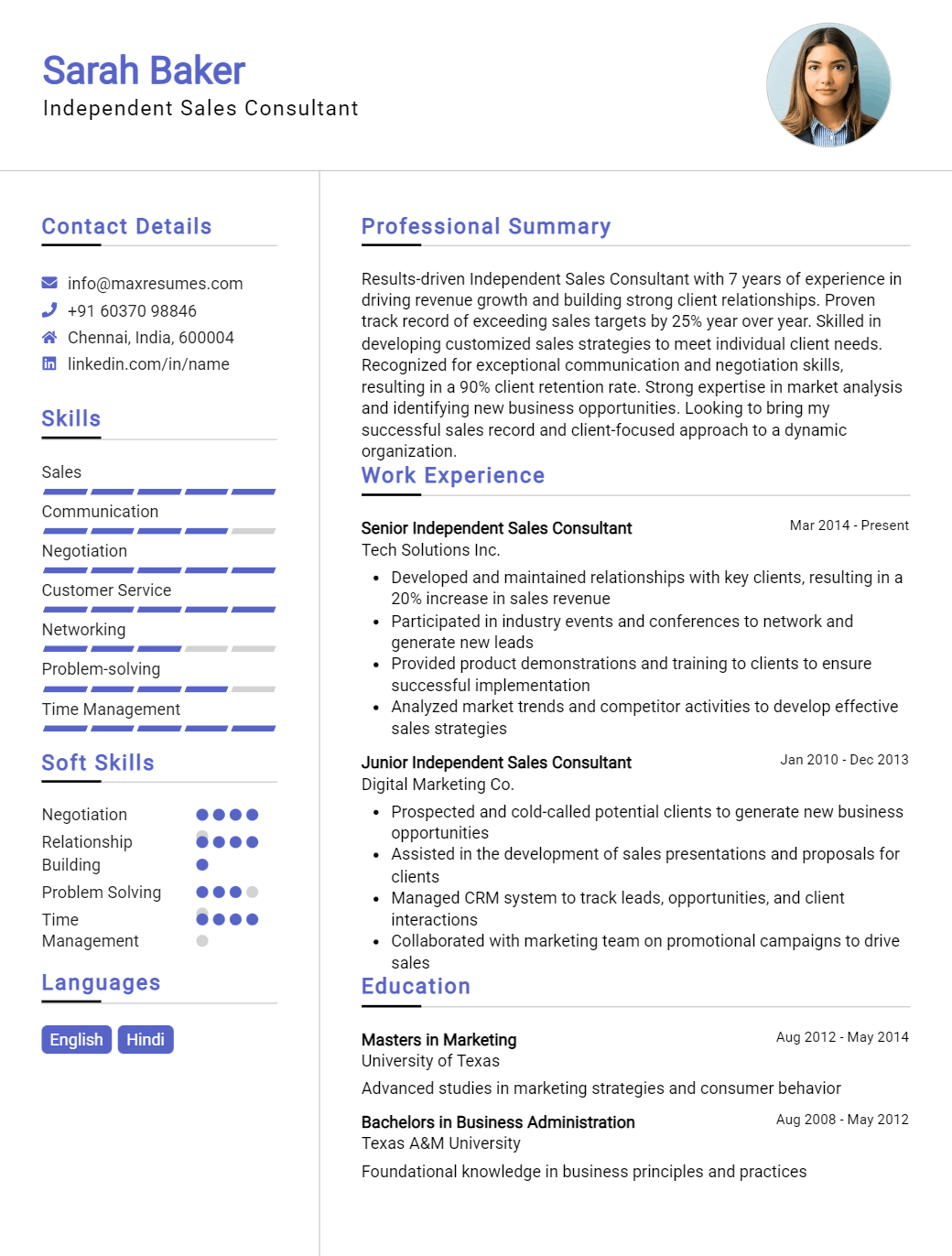 independent-sales-consultant-resume-sample