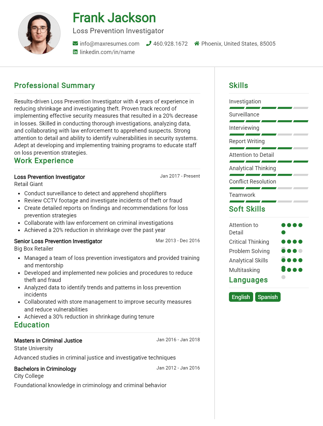 loss-prevention-investigator-resume-sample