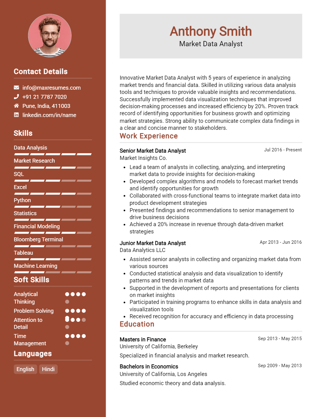 market-data-analyst-resume-sample