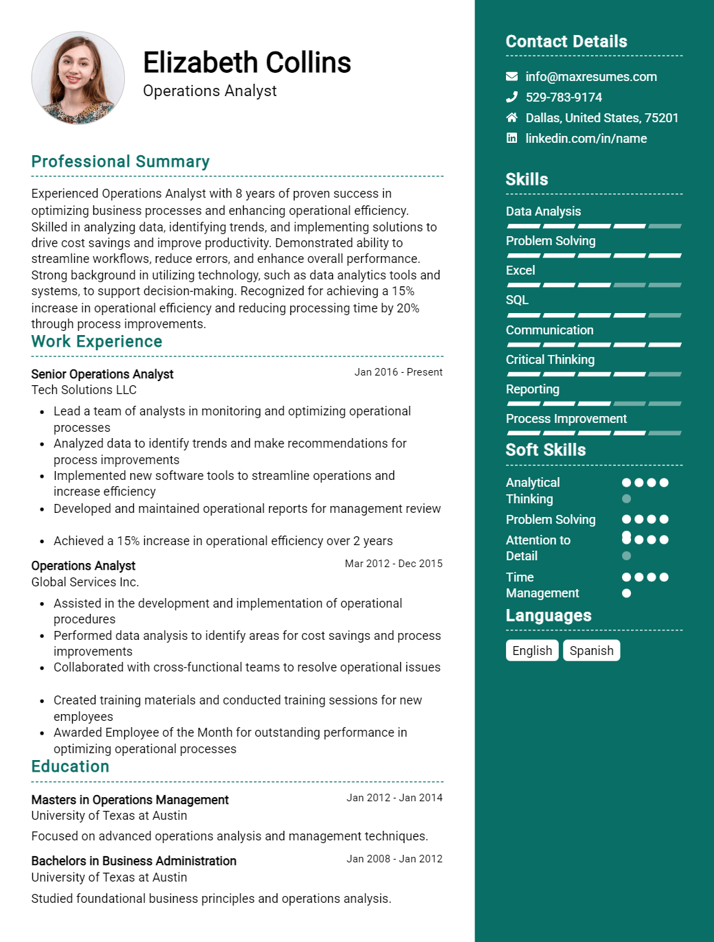 operations-analyst-resume-sample