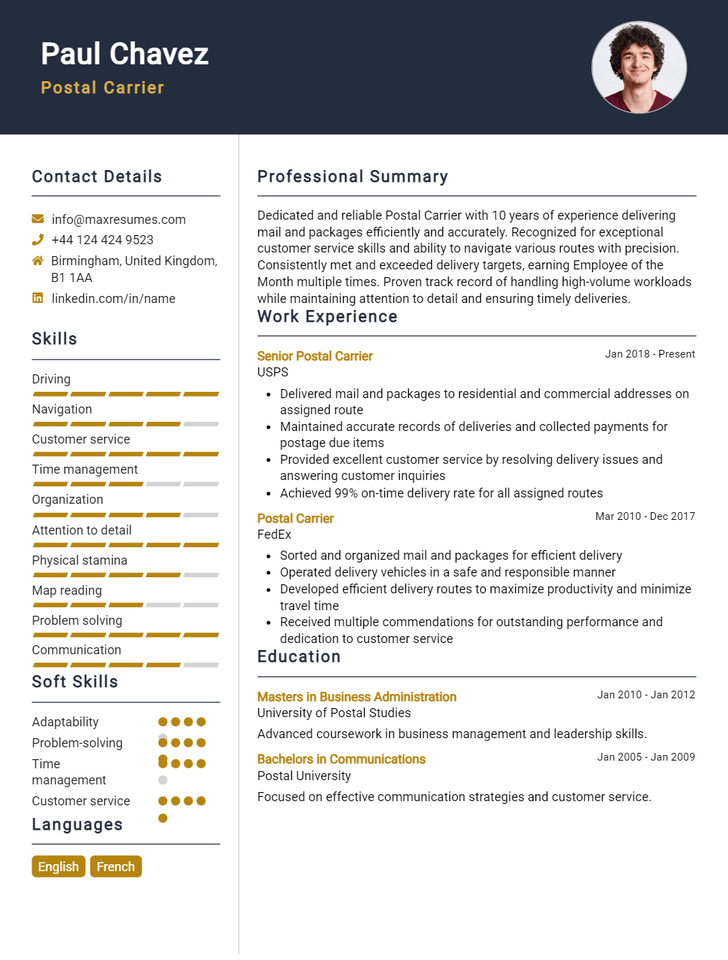 postal-carrier-resume-sample