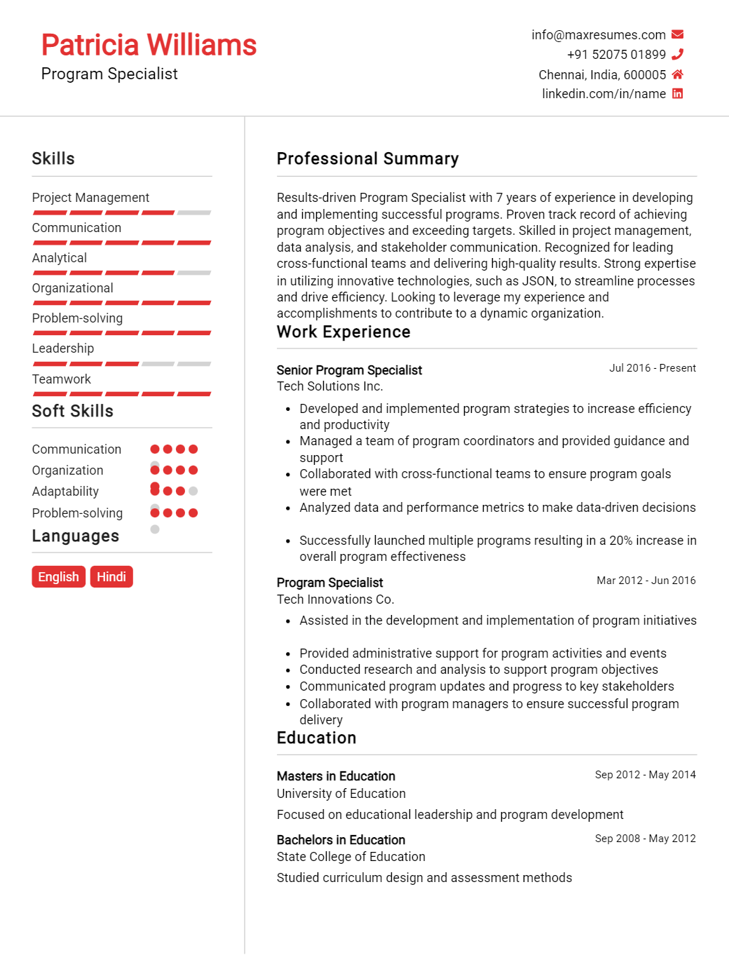program-specialist-resume-sample