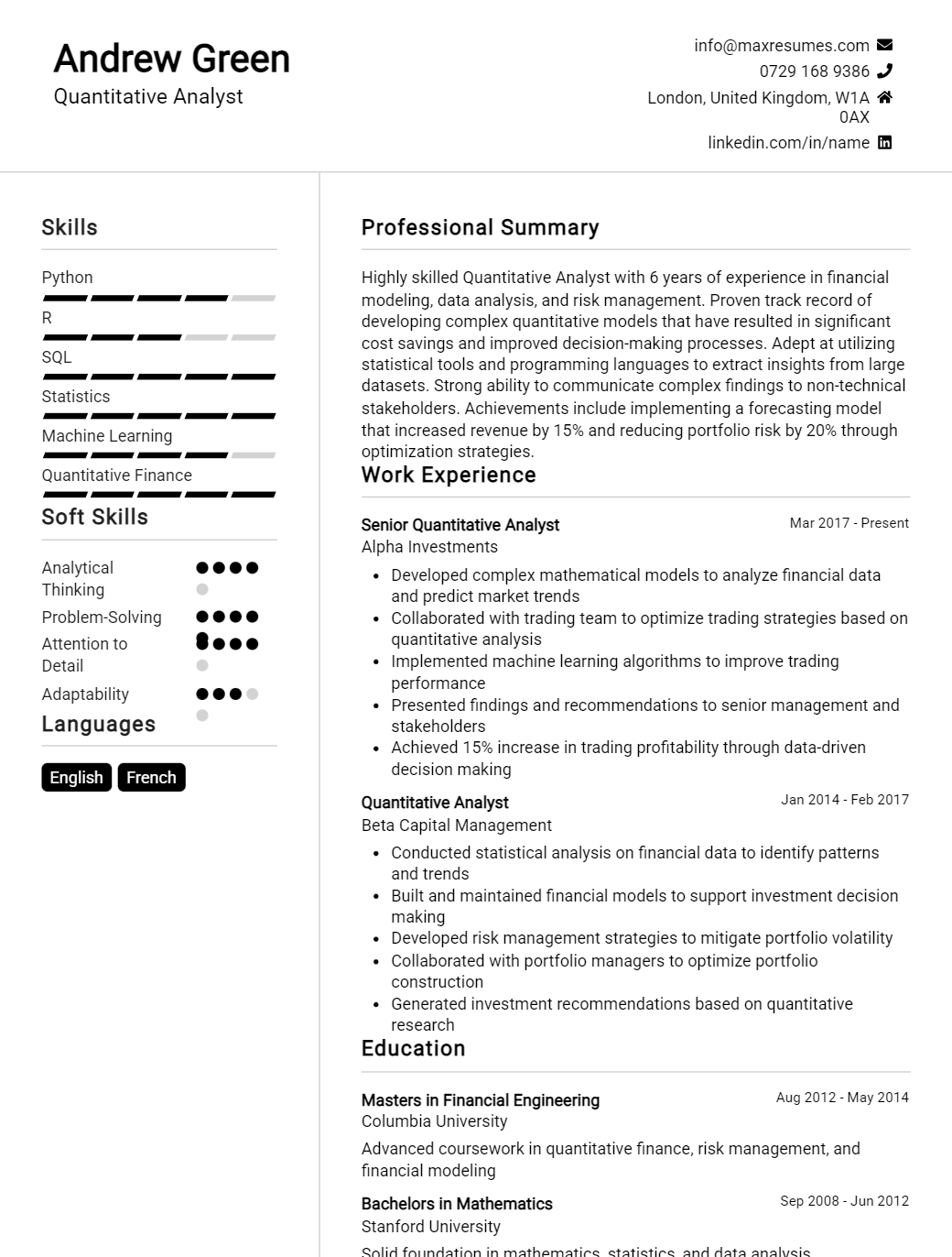 quantitative-analyst-resume-sample