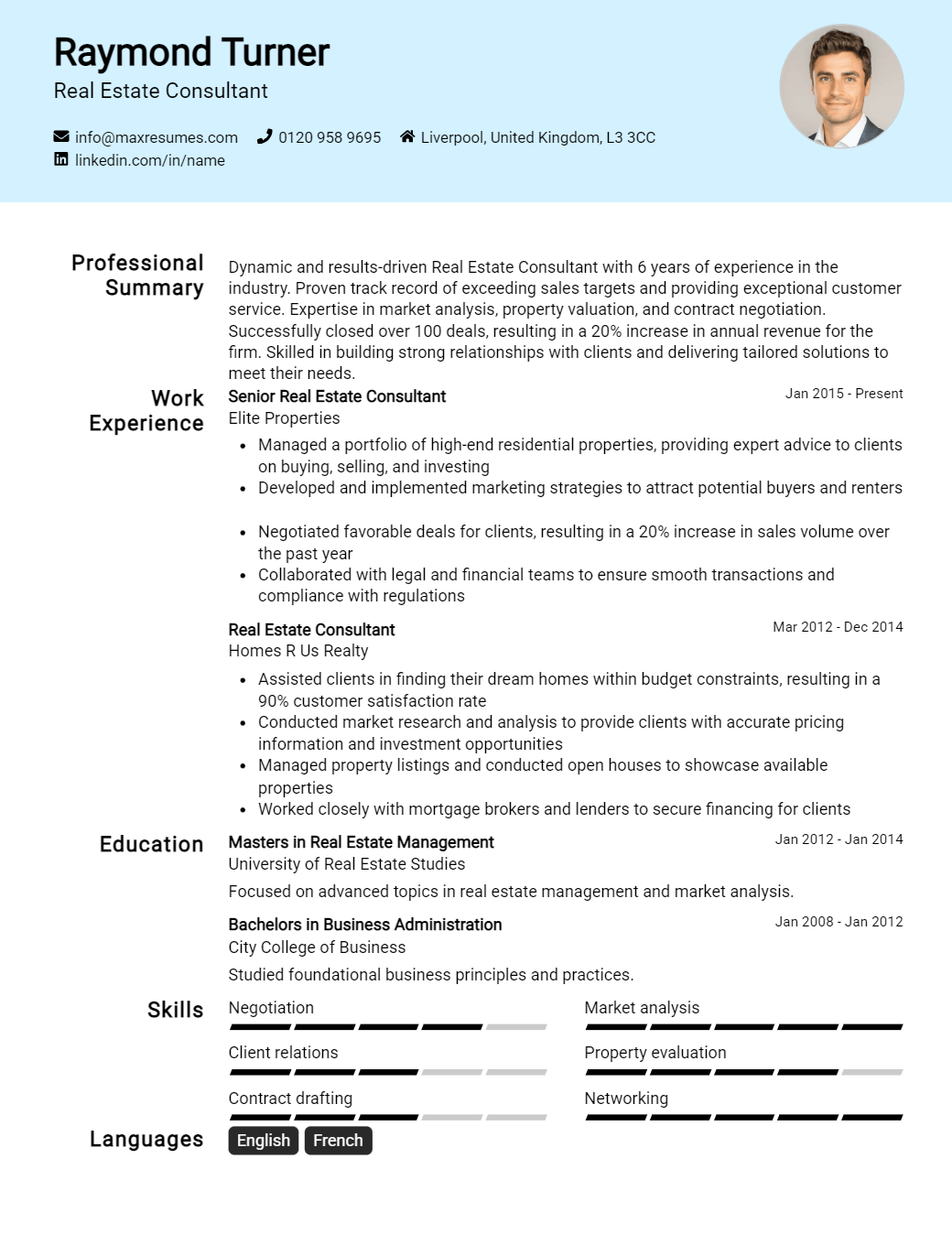 real-estate-consultant-resume-sample
