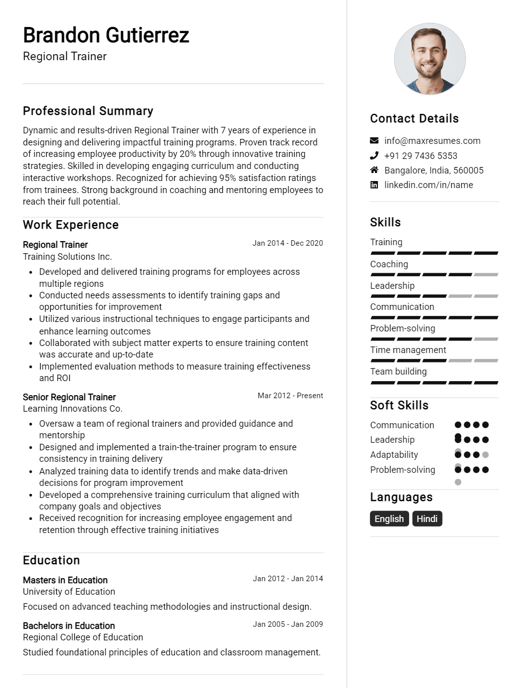 regional-trainer-resume-sample