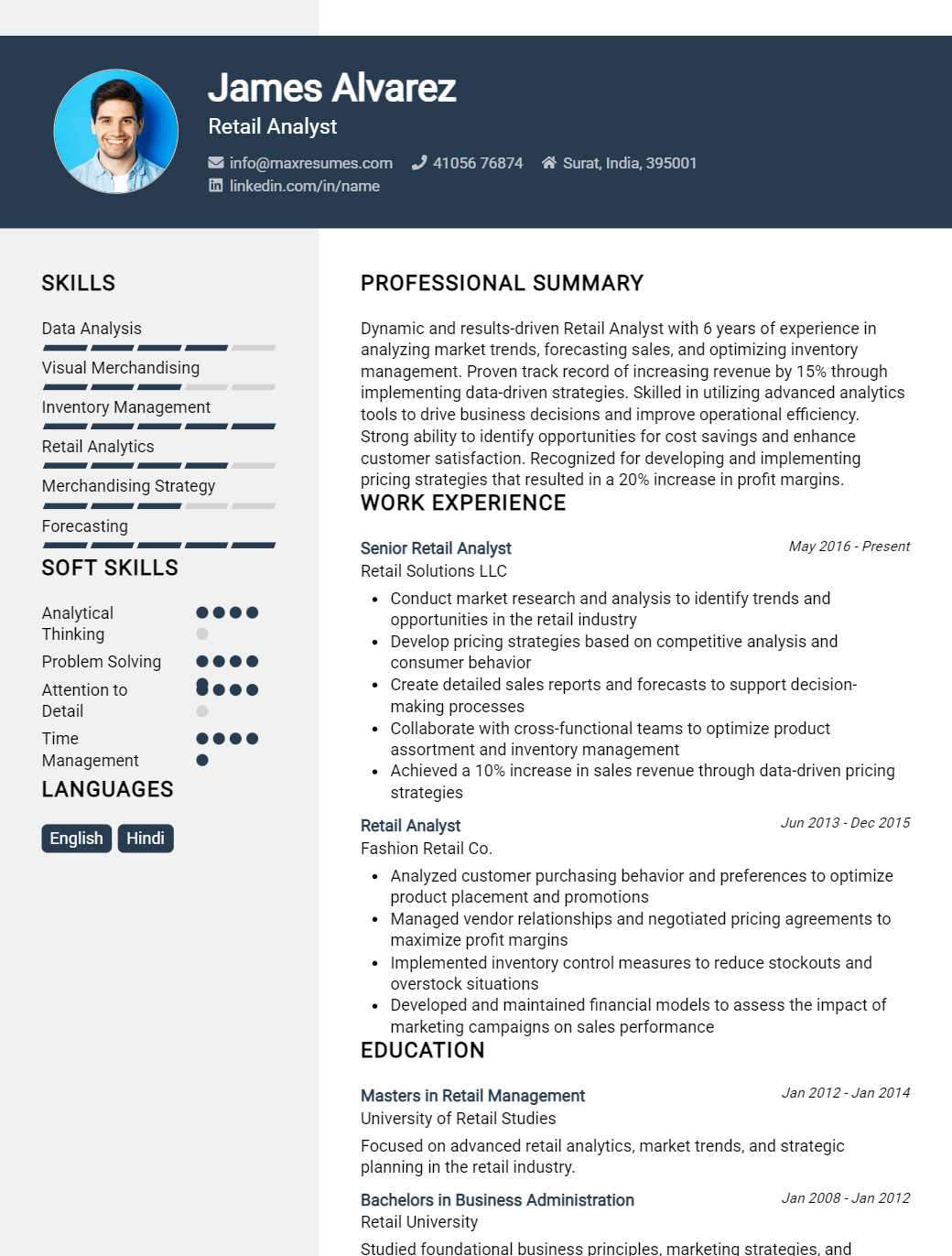 retail-analyst-resume-sample