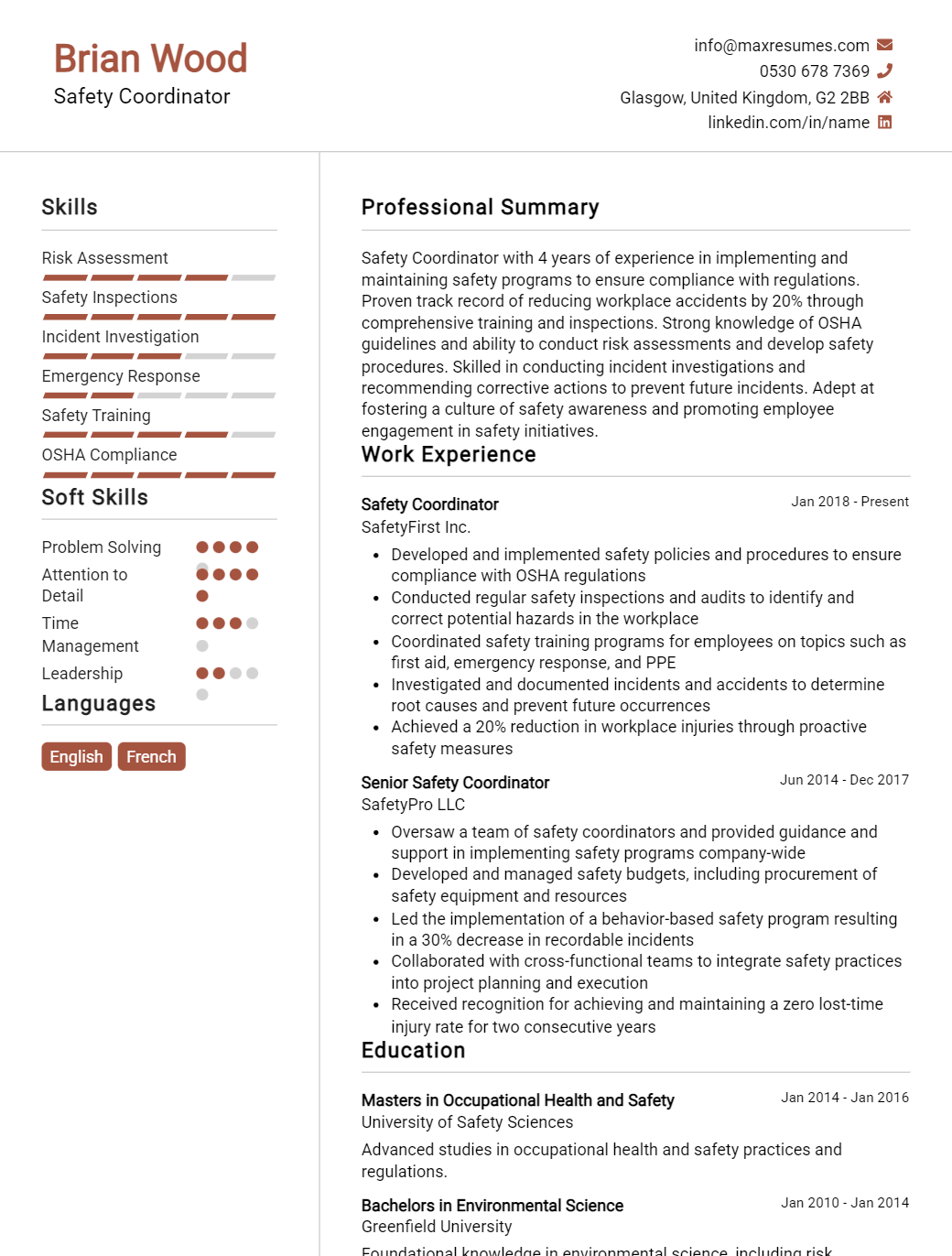 safety-coordinator-resume-sample