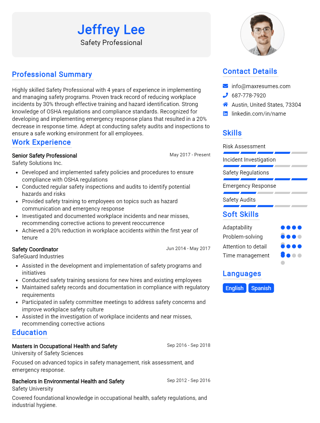 safety-professional-resume-sample