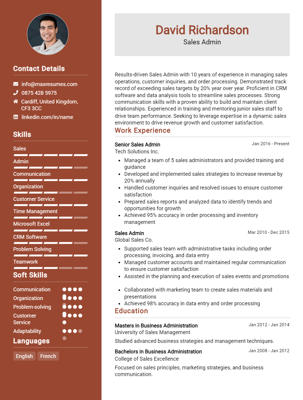 sales-admin-resume-sample