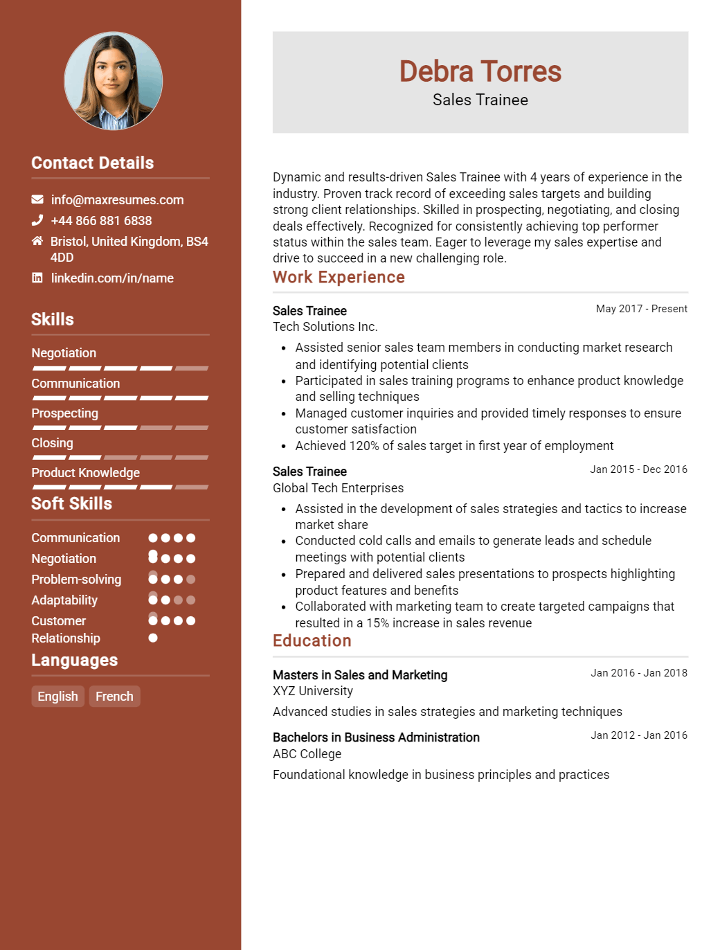 sales-trainee-resume-sample