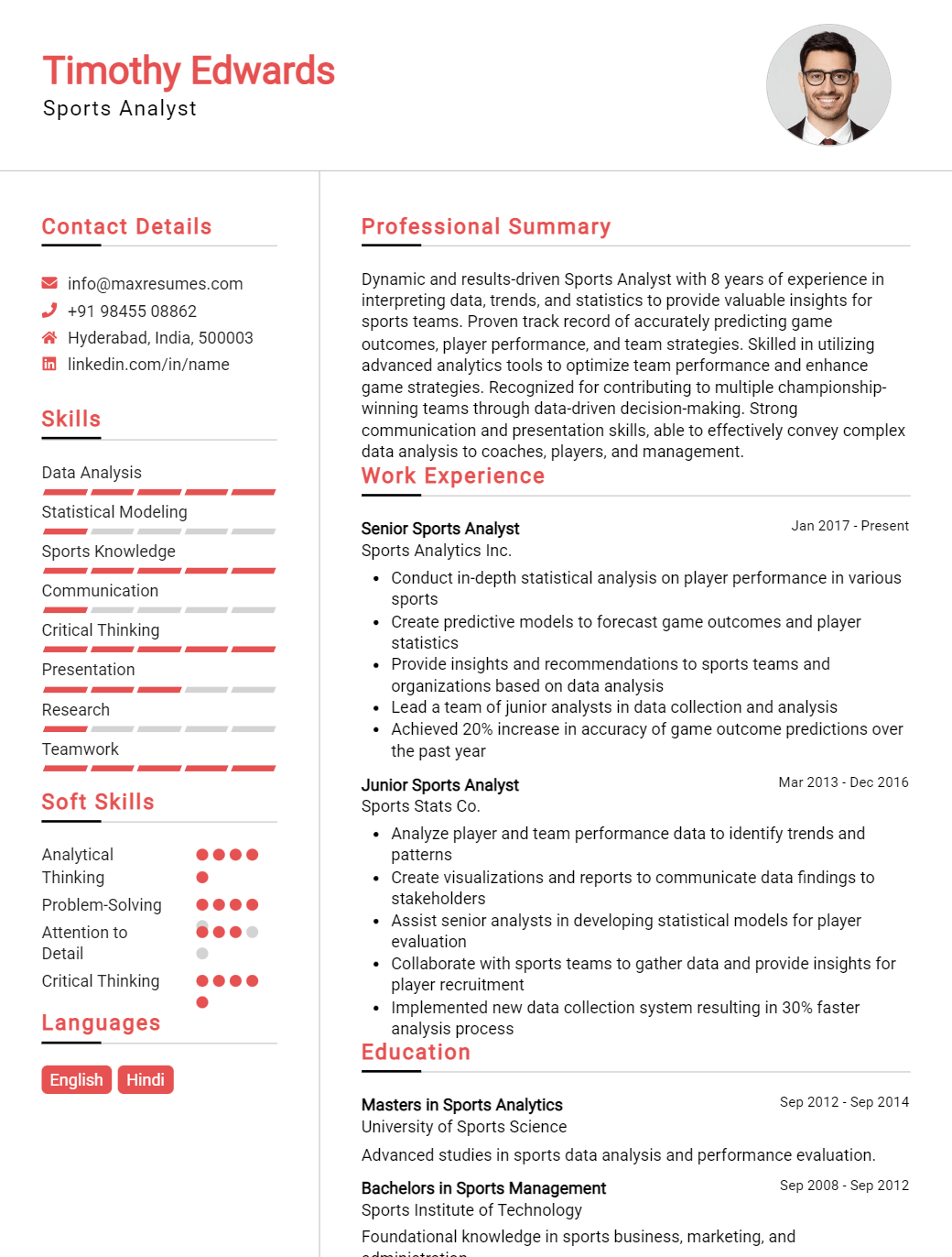 sports-analyst-resume-sample