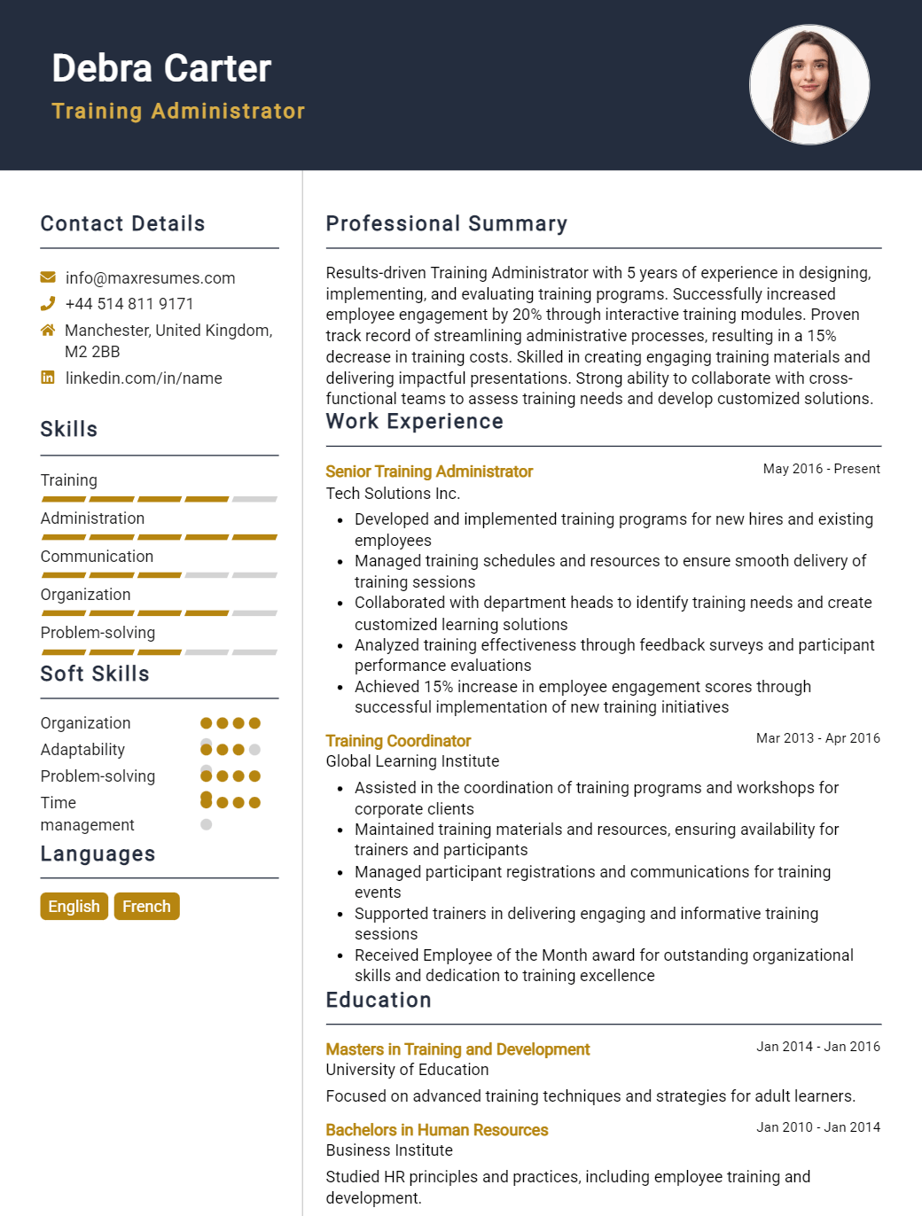 training-administrator-resume-sample