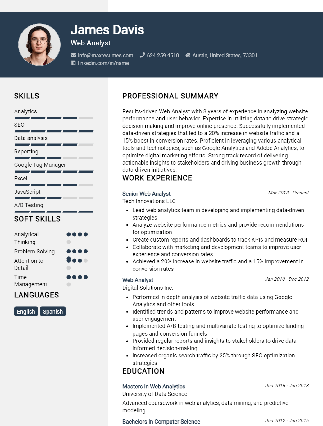 web-analyst-resume-sample