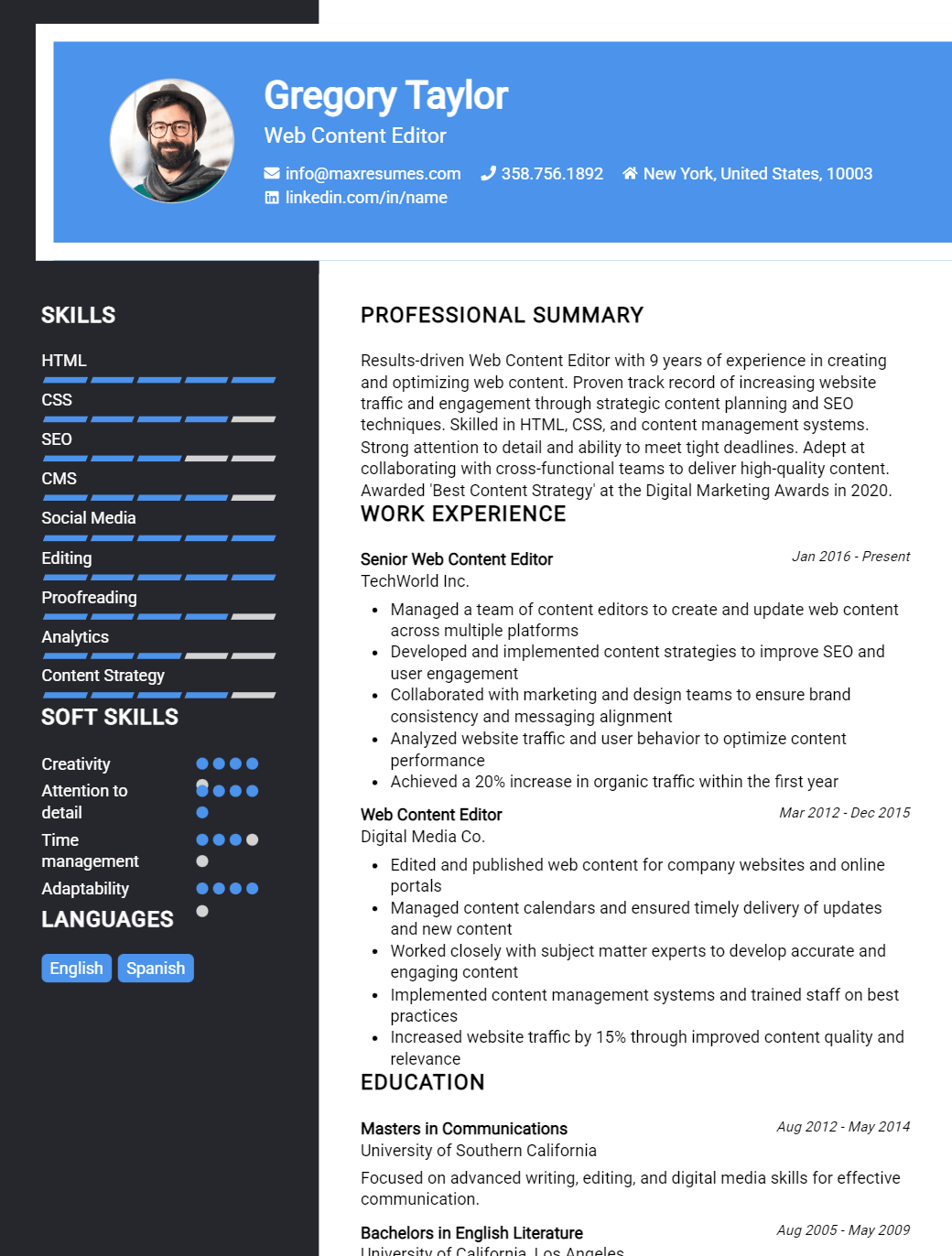 web-content-editor-resume-sample