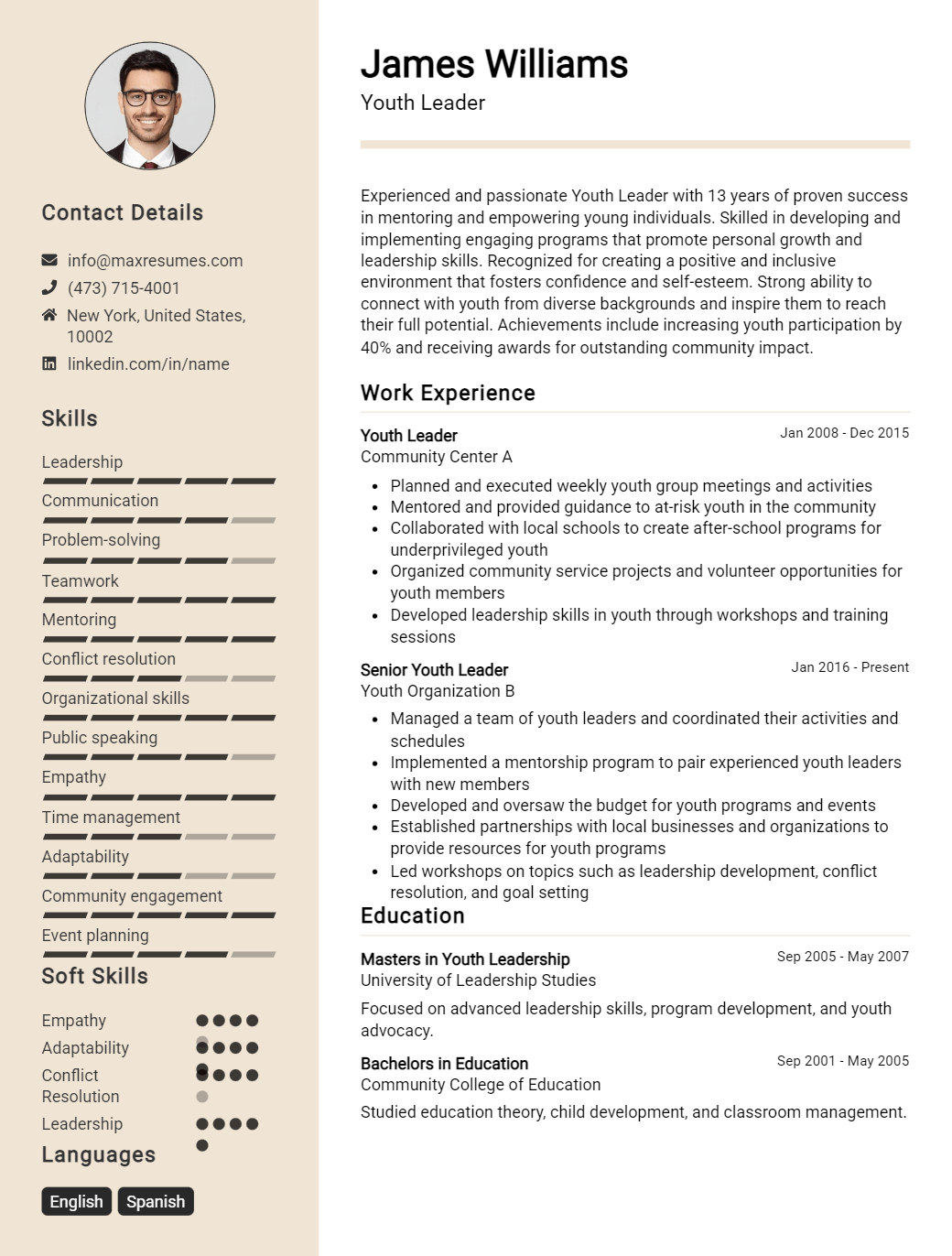 youth-leader-resume-sample