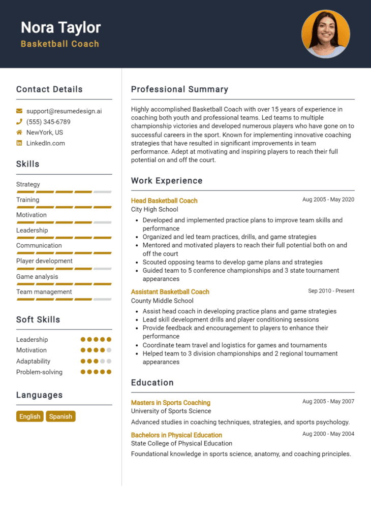 14 Athletic Coach Resume Examples And Templates for 2026 - ResumeDesign.ai